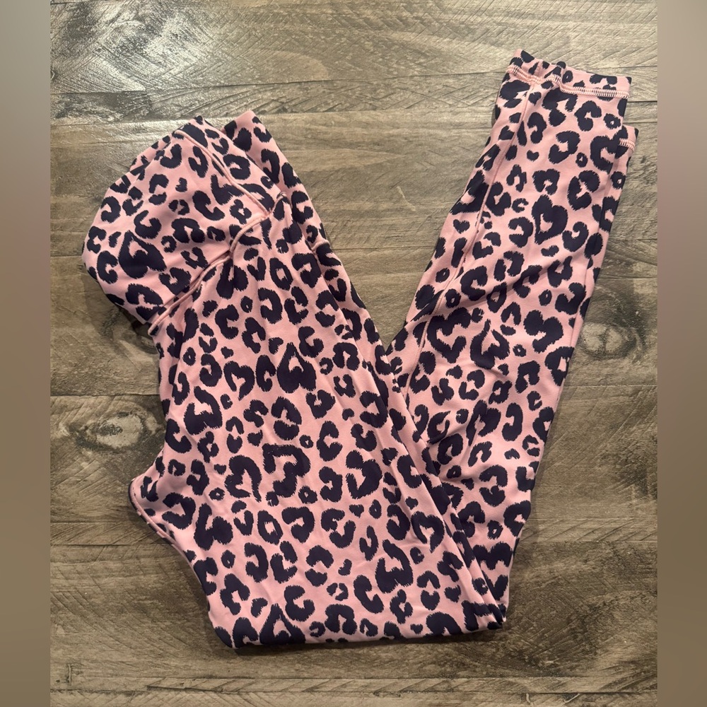 Aerie Pink and Black Leopard Print Leggings